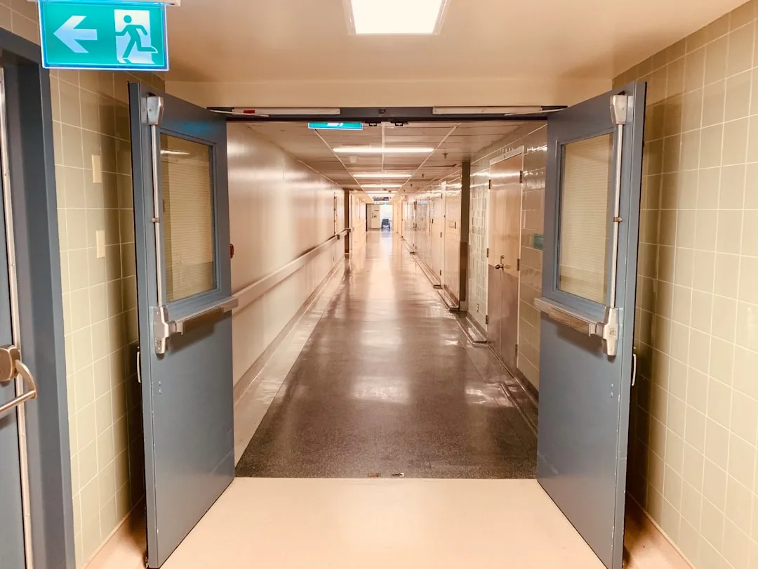 alone in hospital corridor